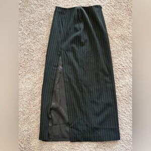 bebe Black Pinstripe Pencil Skirt with Side Slit Panel